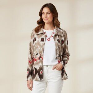 Chico’s Zenergy Jacket Ikat Zip Front Long Sleeve Anorak Jacket XL